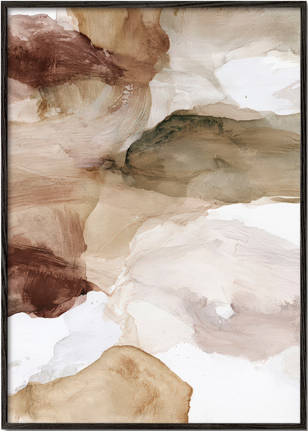 Quadro abstracto tons terra e pinceladas suaves