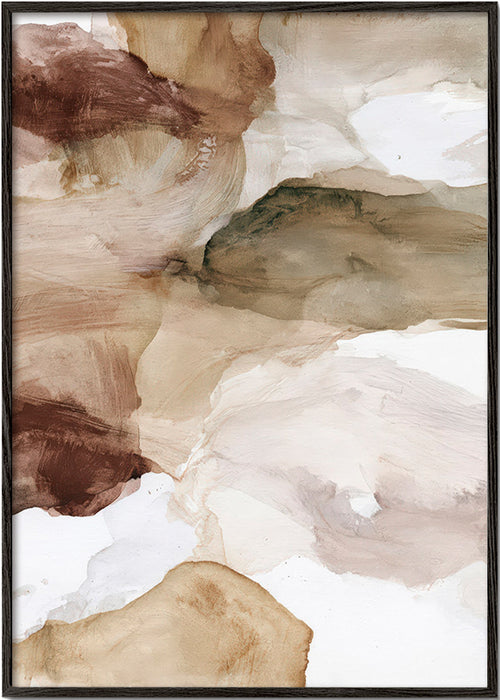 Quadro abstracto tons terra e pinceladas suaves