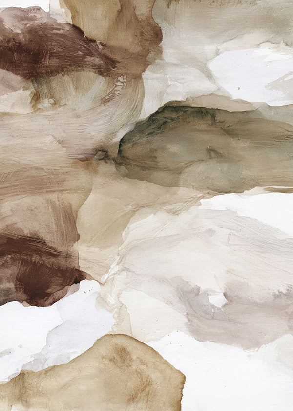 Quadro abstracto tons terra e pinceladas suaves