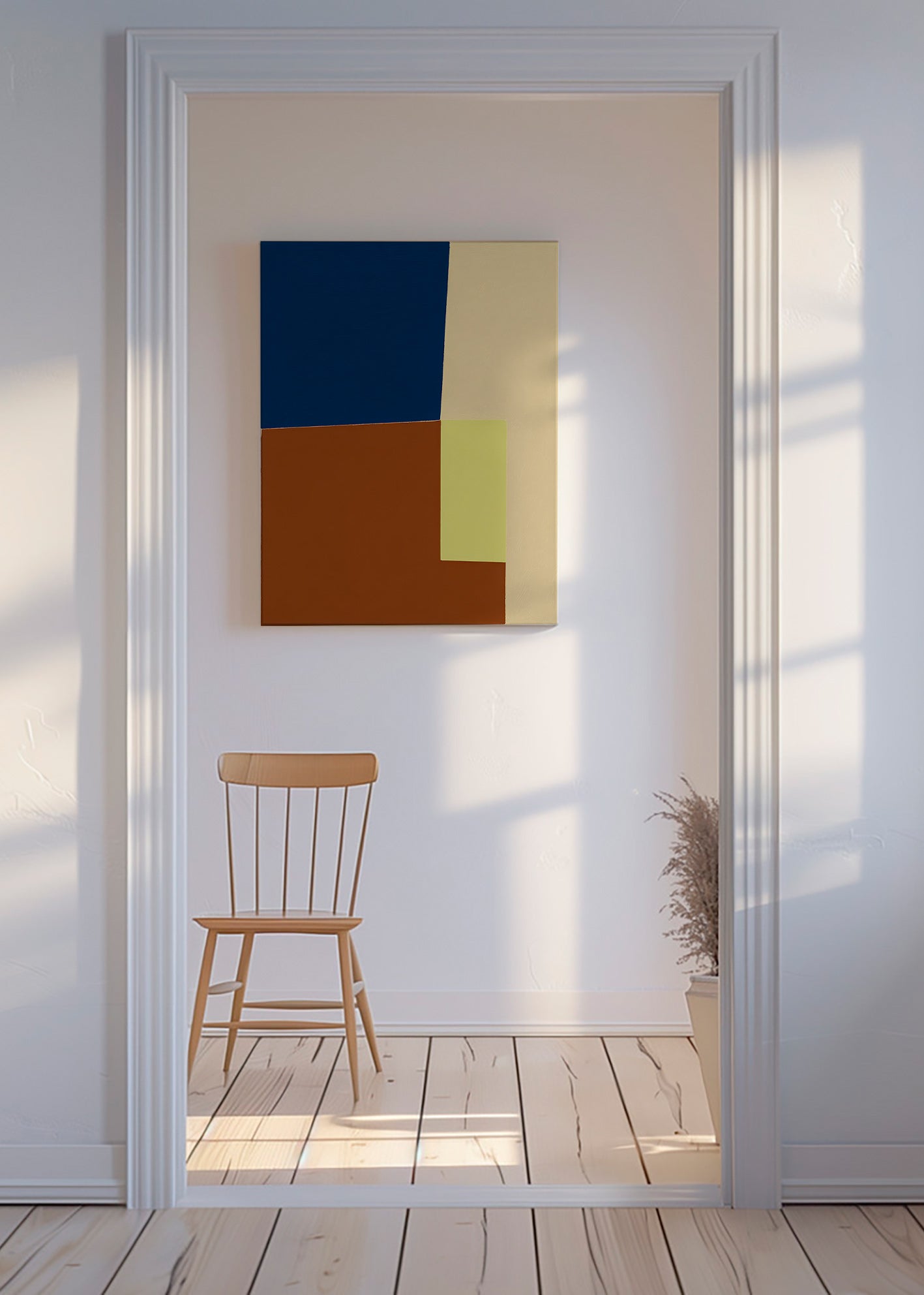 Quadro geométrico com blocos de cor