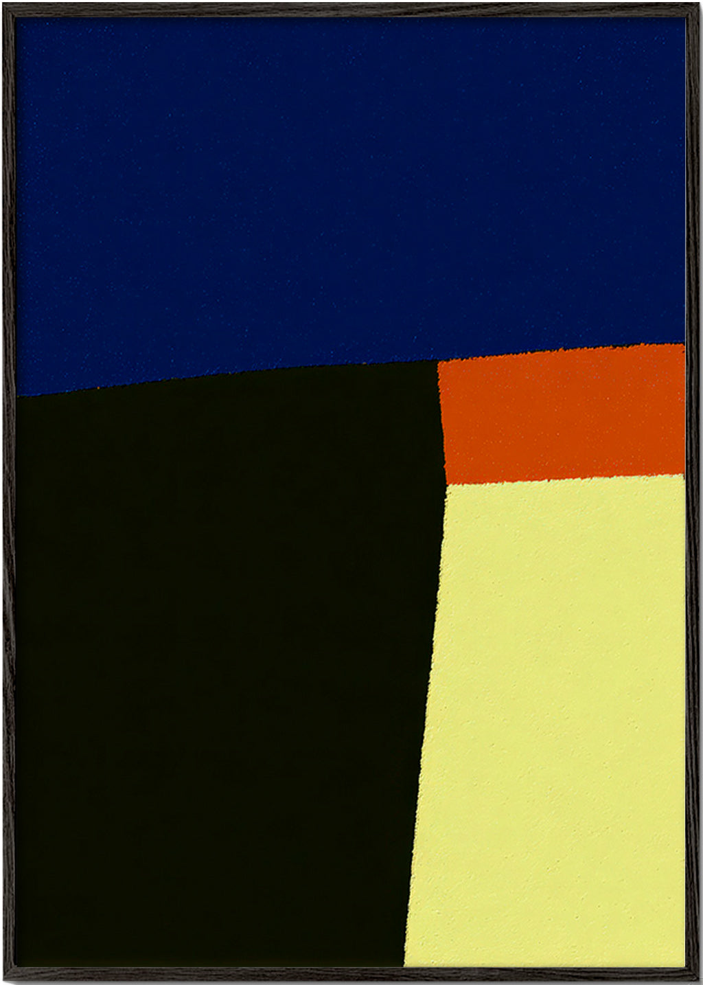 Obra abstrata com blocos azuis marcantes