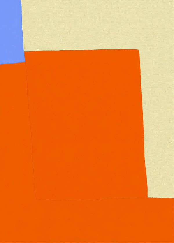 Quadro abstrato com blocos laranja