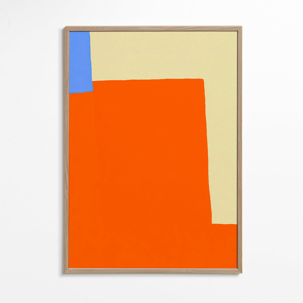 Quadro abstrato com blocos laranja