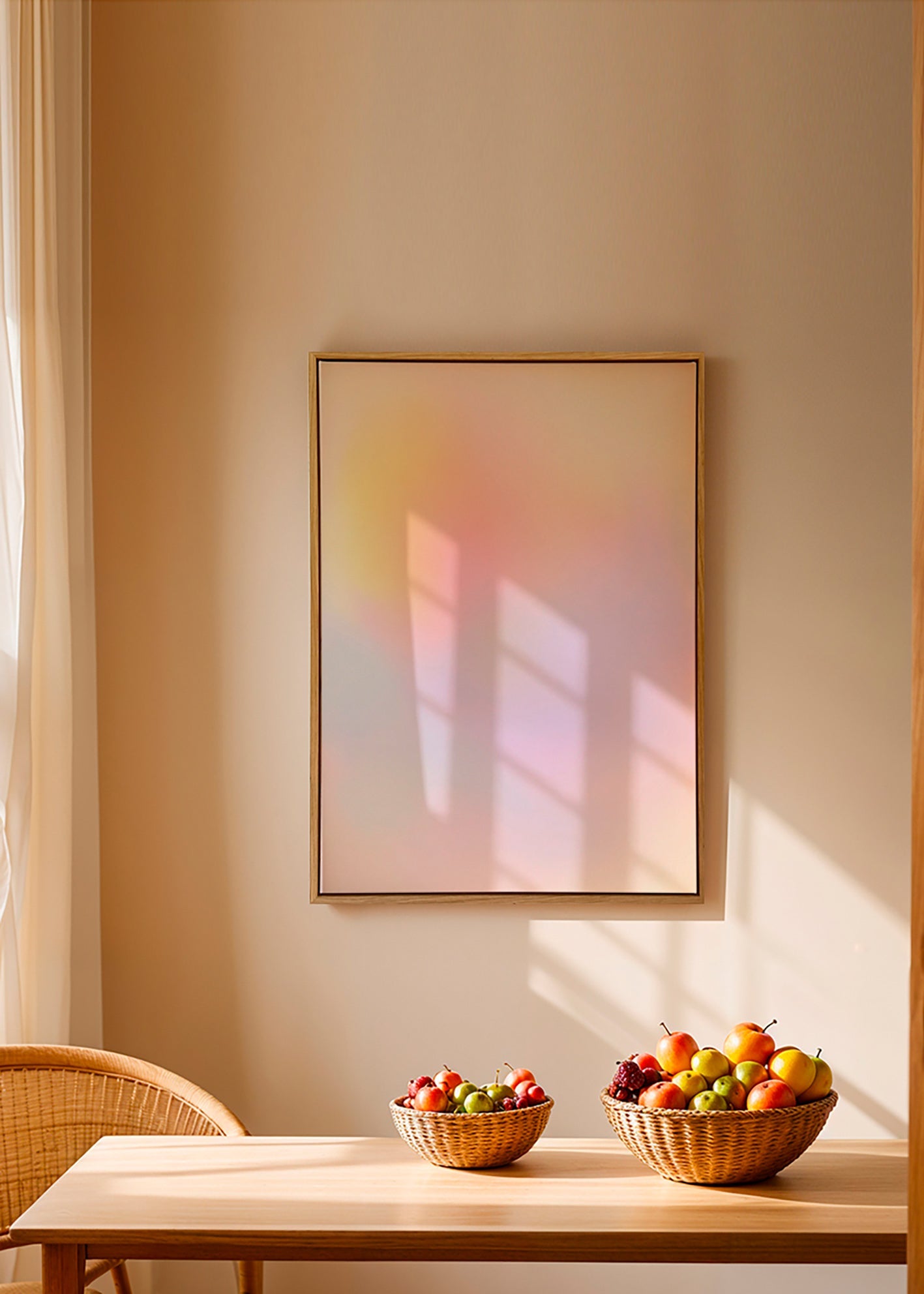 Quadro abstrato em tons pastéis esfumados