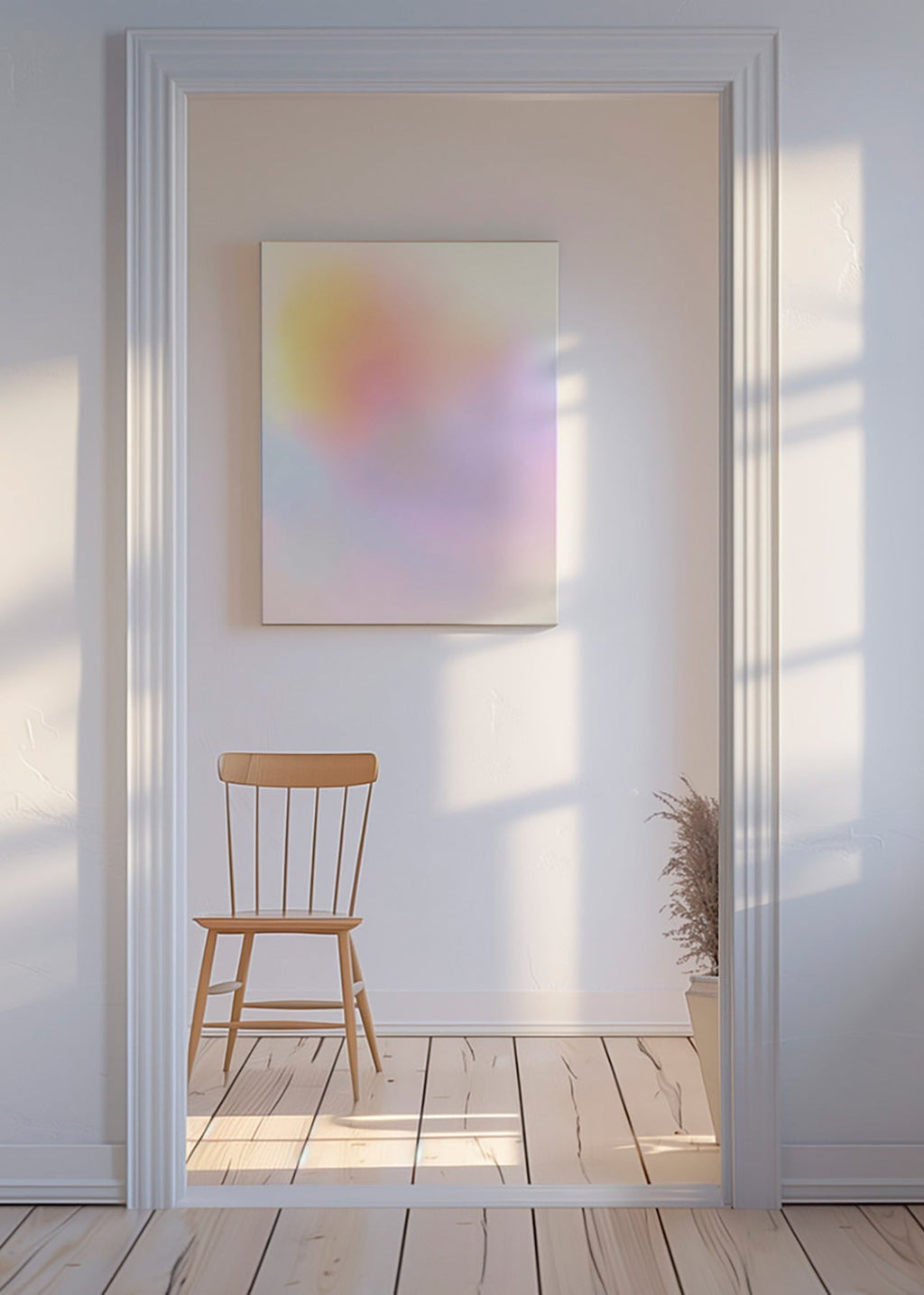 Quadro abstrato em tons pastéis esfumados