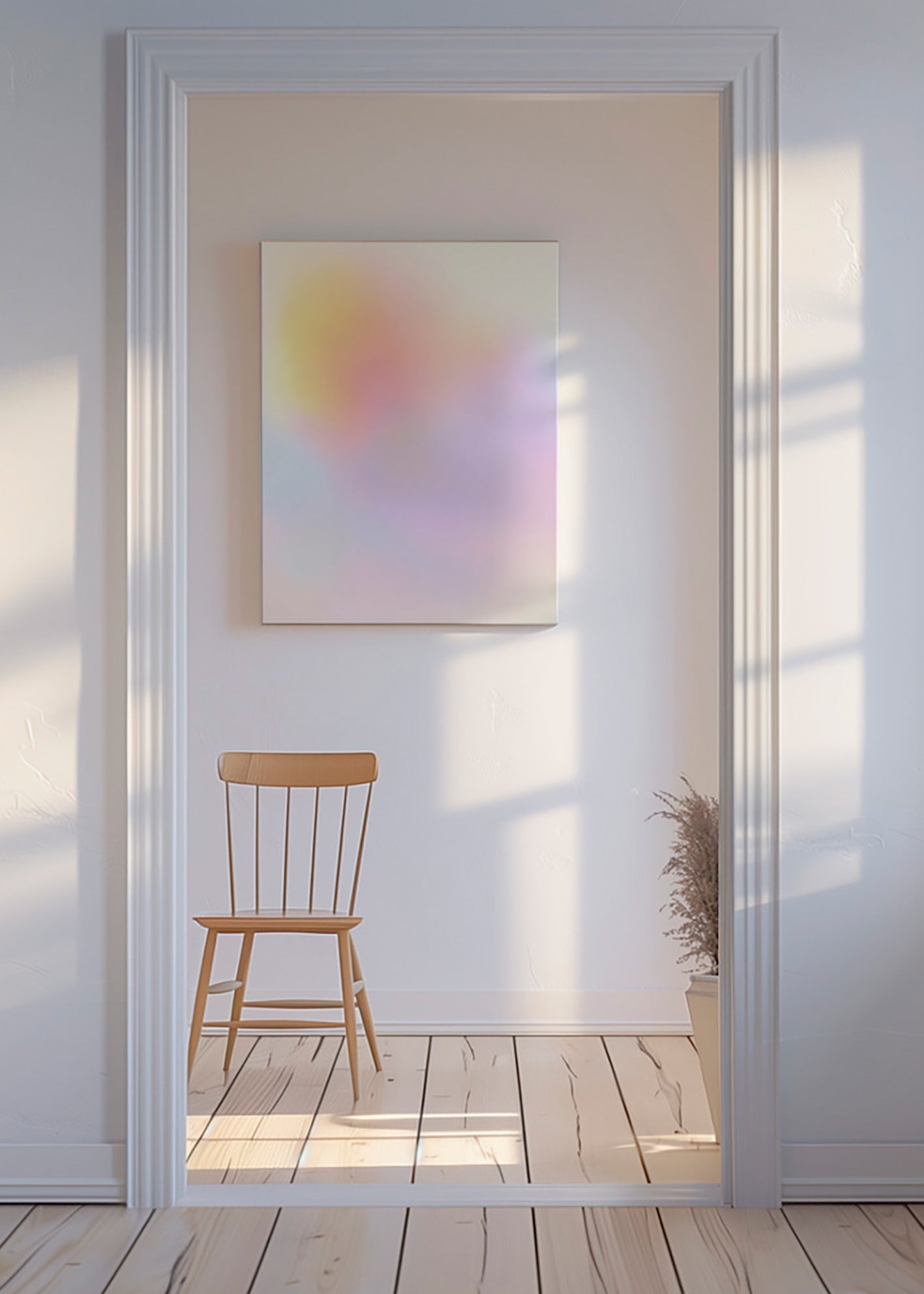Quadro abstrato em tons pastéis esfumados