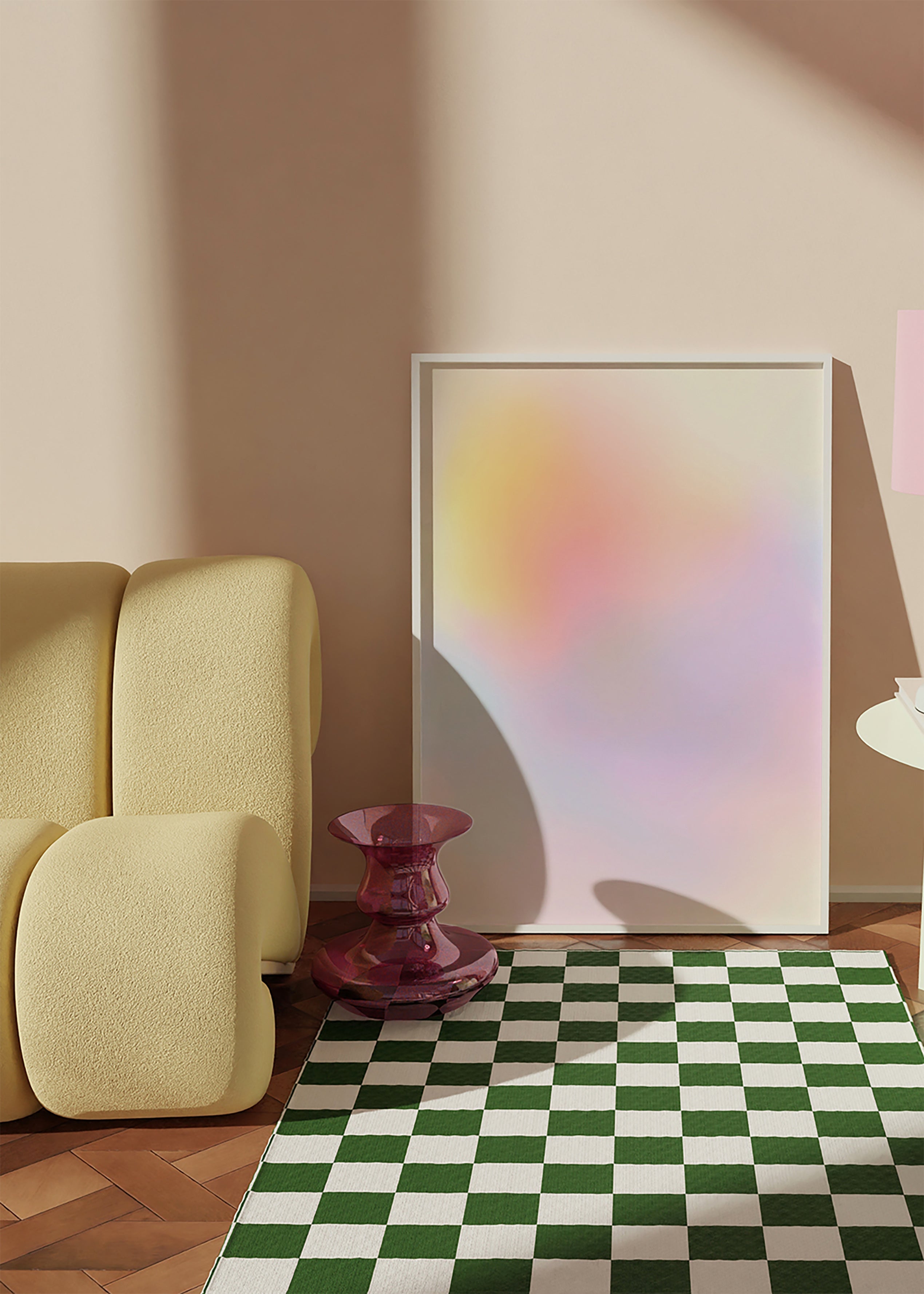 Quadro abstrato em tons pastéis esfumados