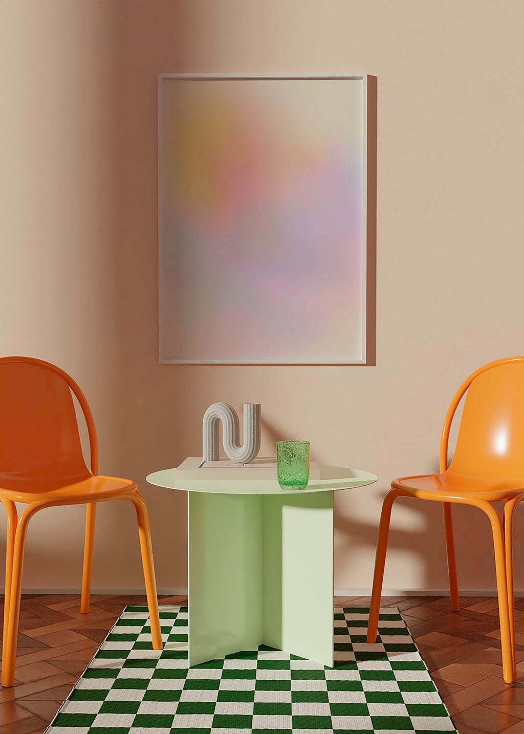 Quadro abstrato em tons pastéis esfumados