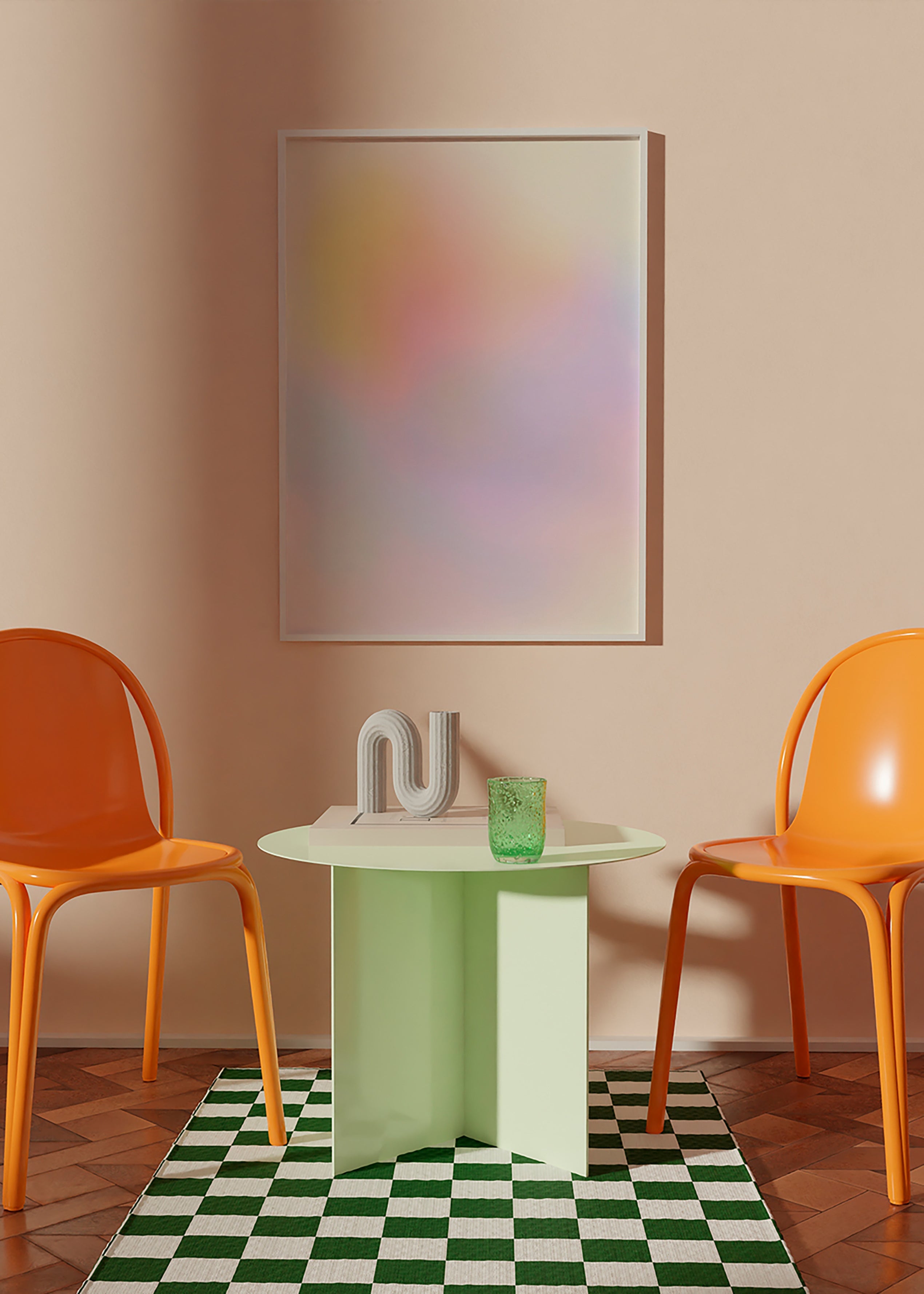 Quadro abstrato em tons pastéis esfumados