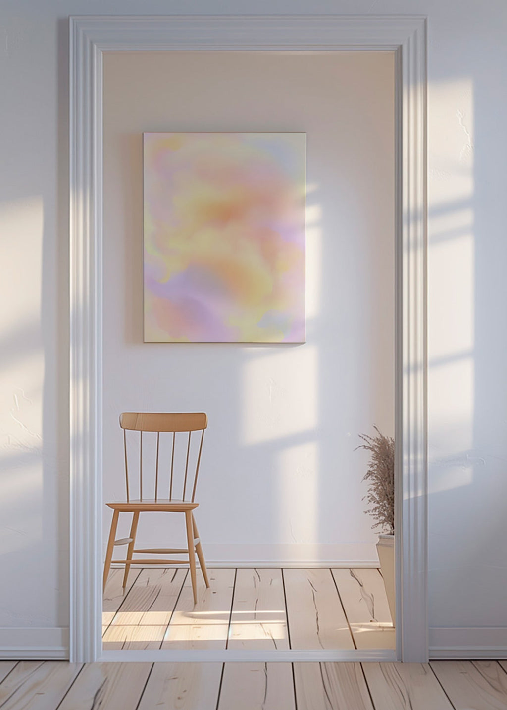Quadro abstrato nuvens em tons pastéis