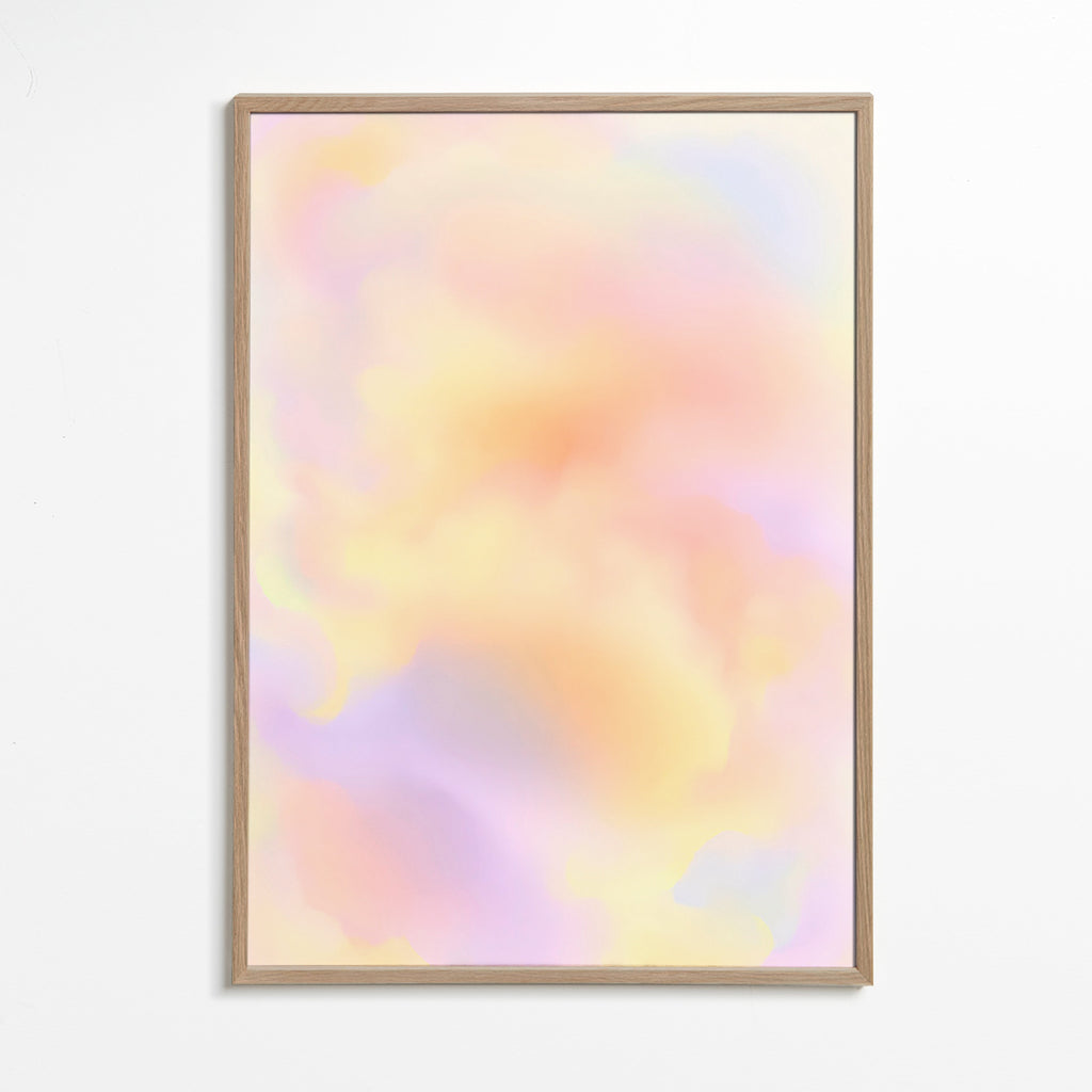 Quadro abstrato nuvens em tons pastéis