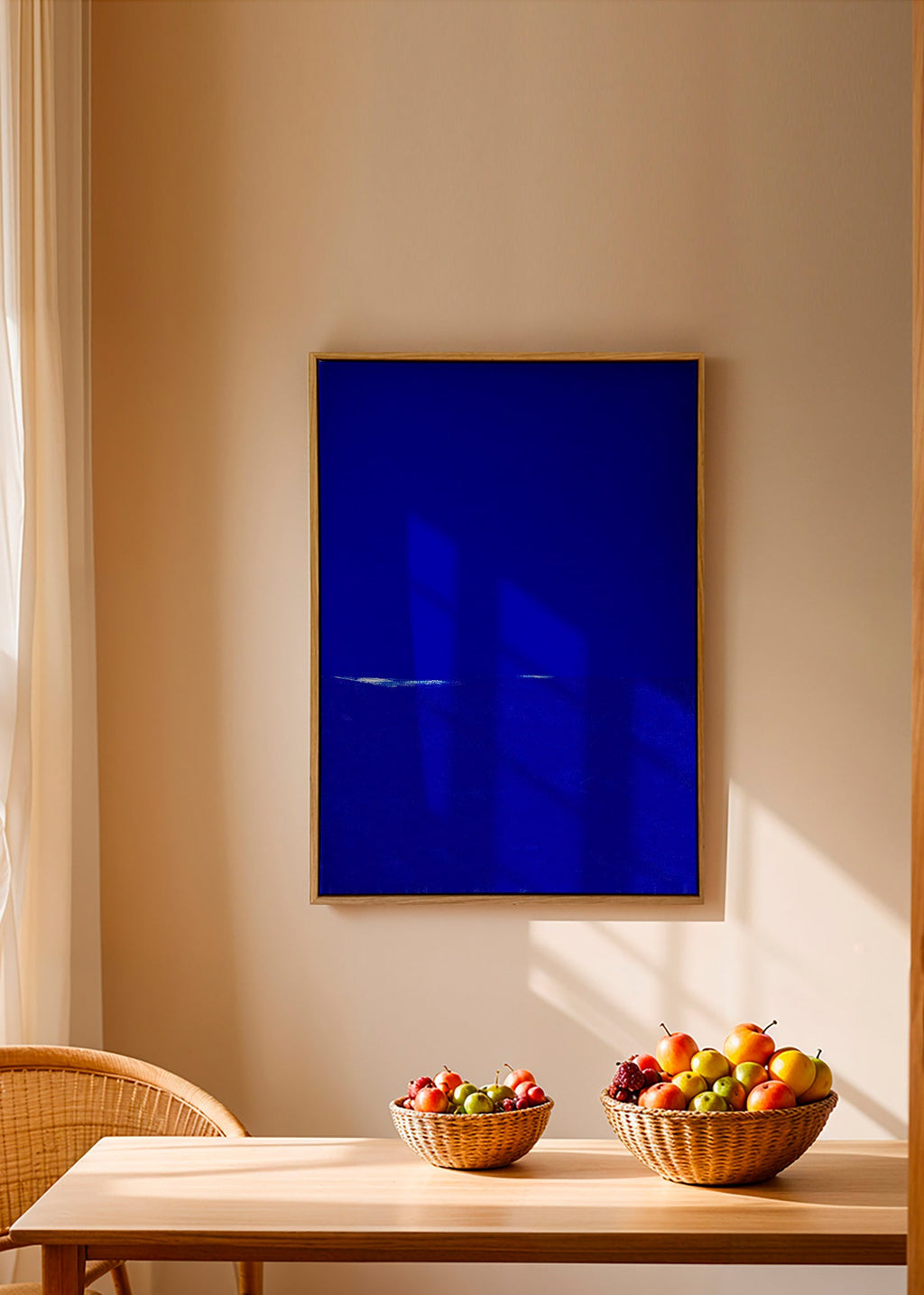 Arte abstrata azul com horizonte sutil