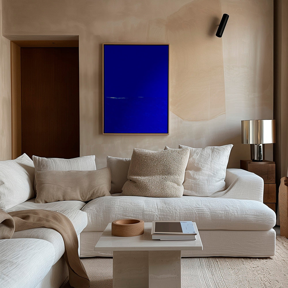Arte abstrata azul com horizonte sutil