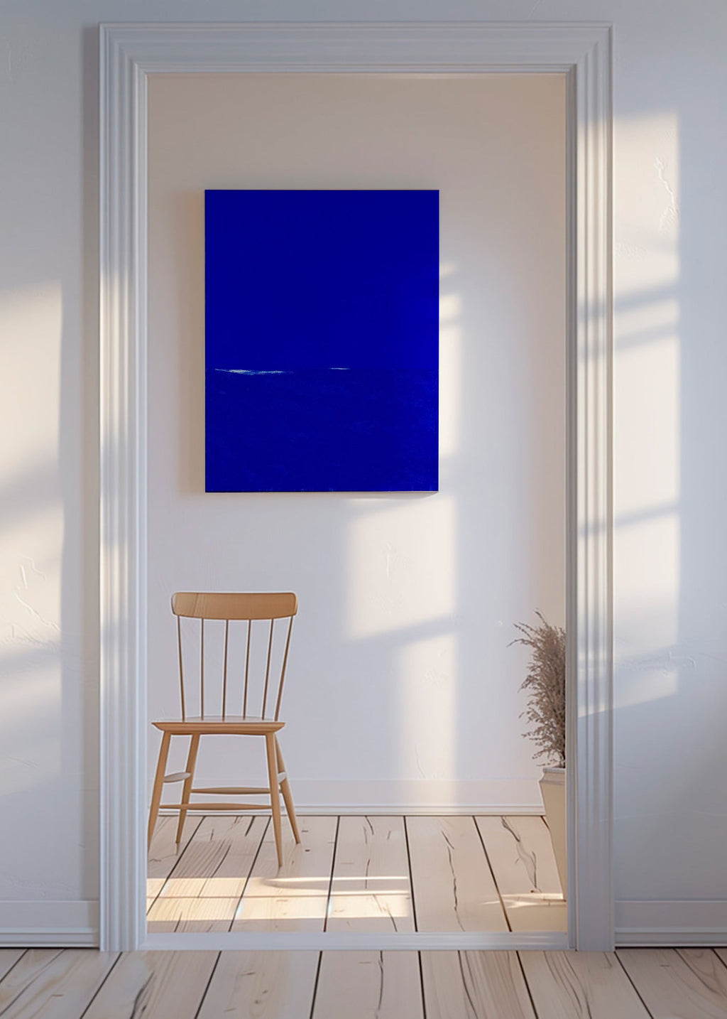 Arte abstrata azul com horizonte sutil