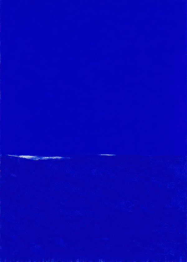 Arte abstrata azul com horizonte sutil