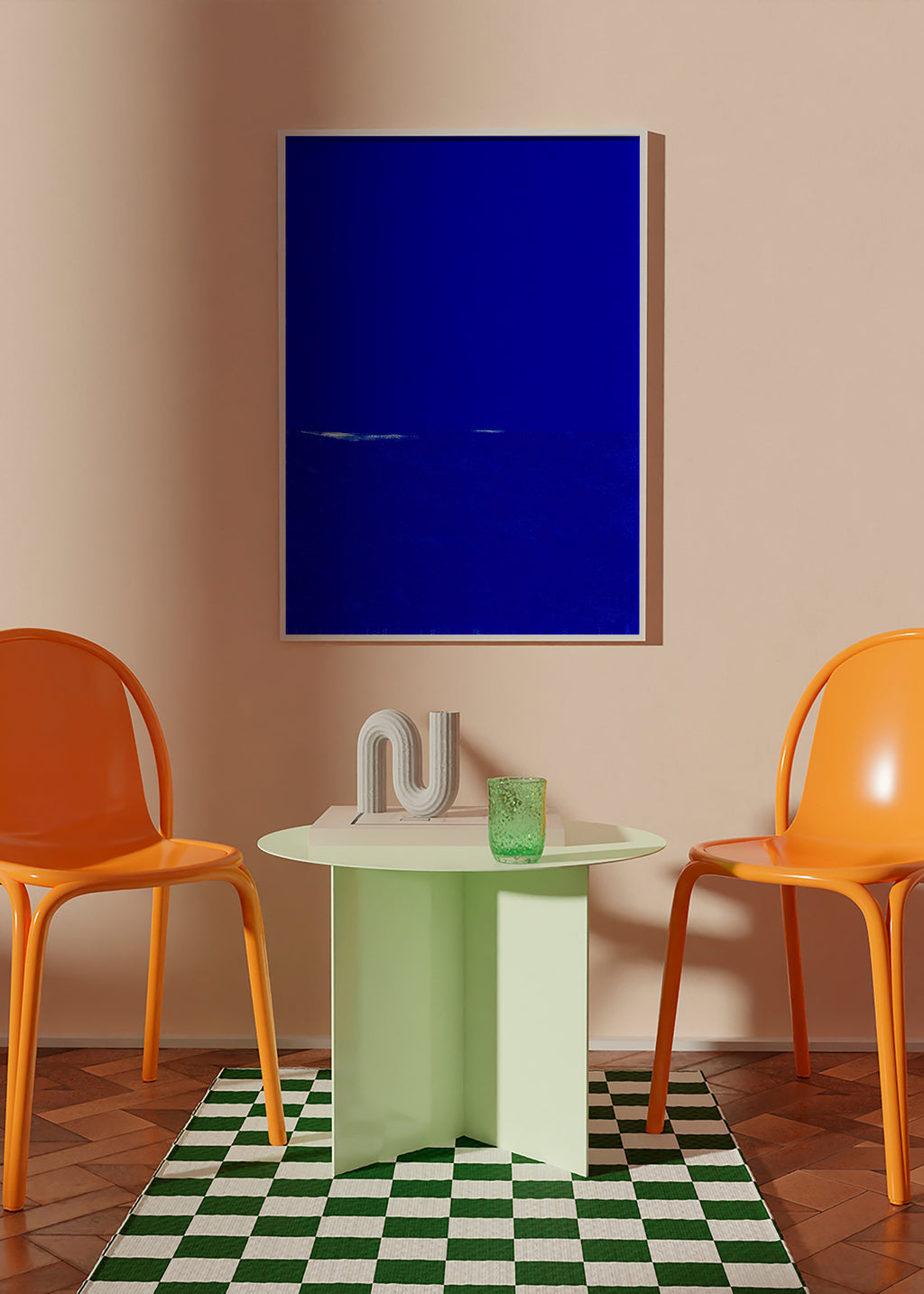 Arte abstrata azul com horizonte sutil