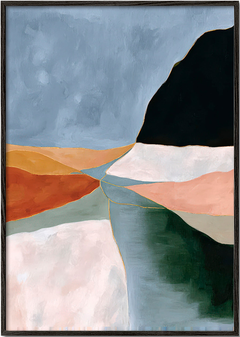 Arte para paisagem: vale e rio em tons terrosos