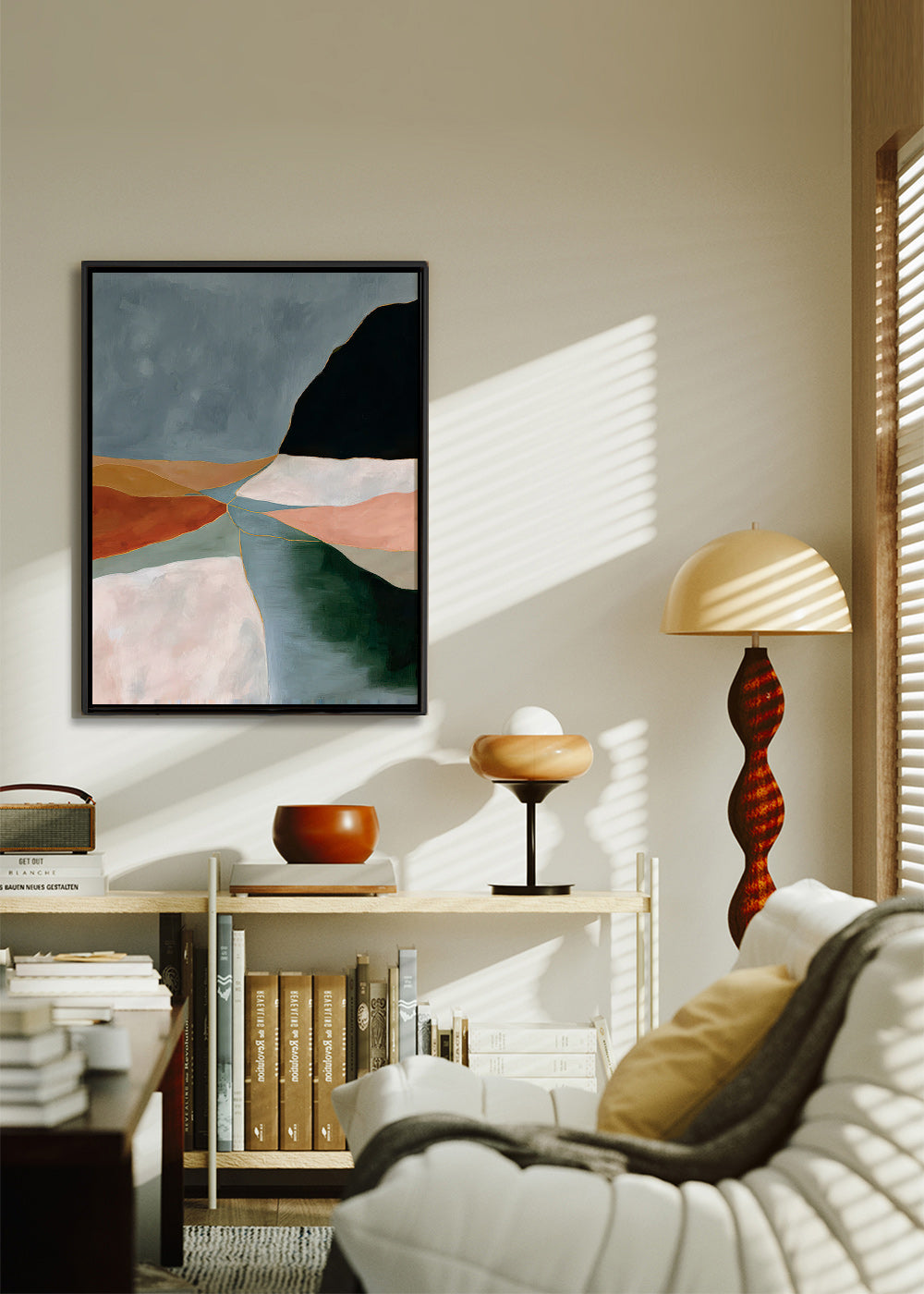 Arte para paisagem: vale e rio em tons terrosos