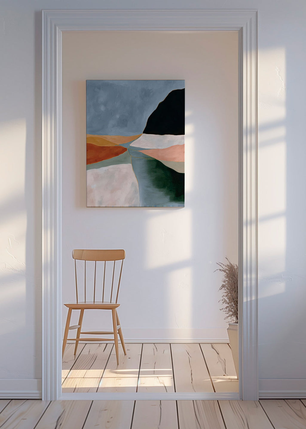 Arte para paisagem: vale e rio em tons terrosos