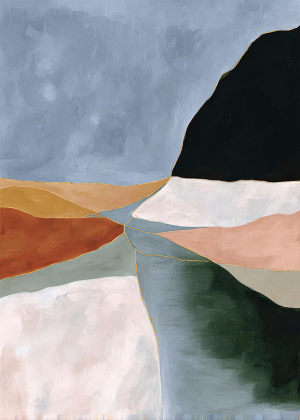 Arte para paisagem: vale e rio em tons terrosos