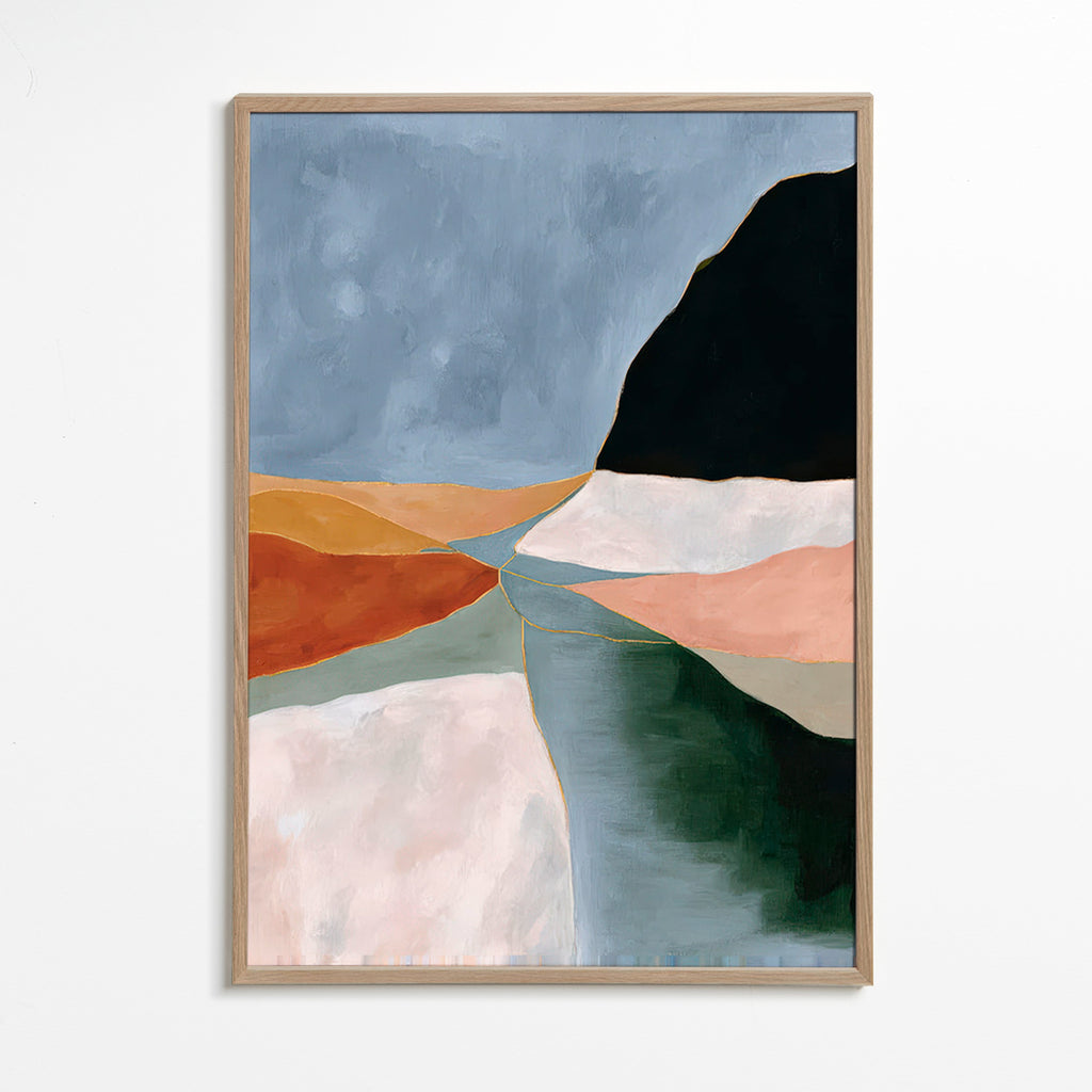 Arte para paisagem: vale e rio em tons terrosos