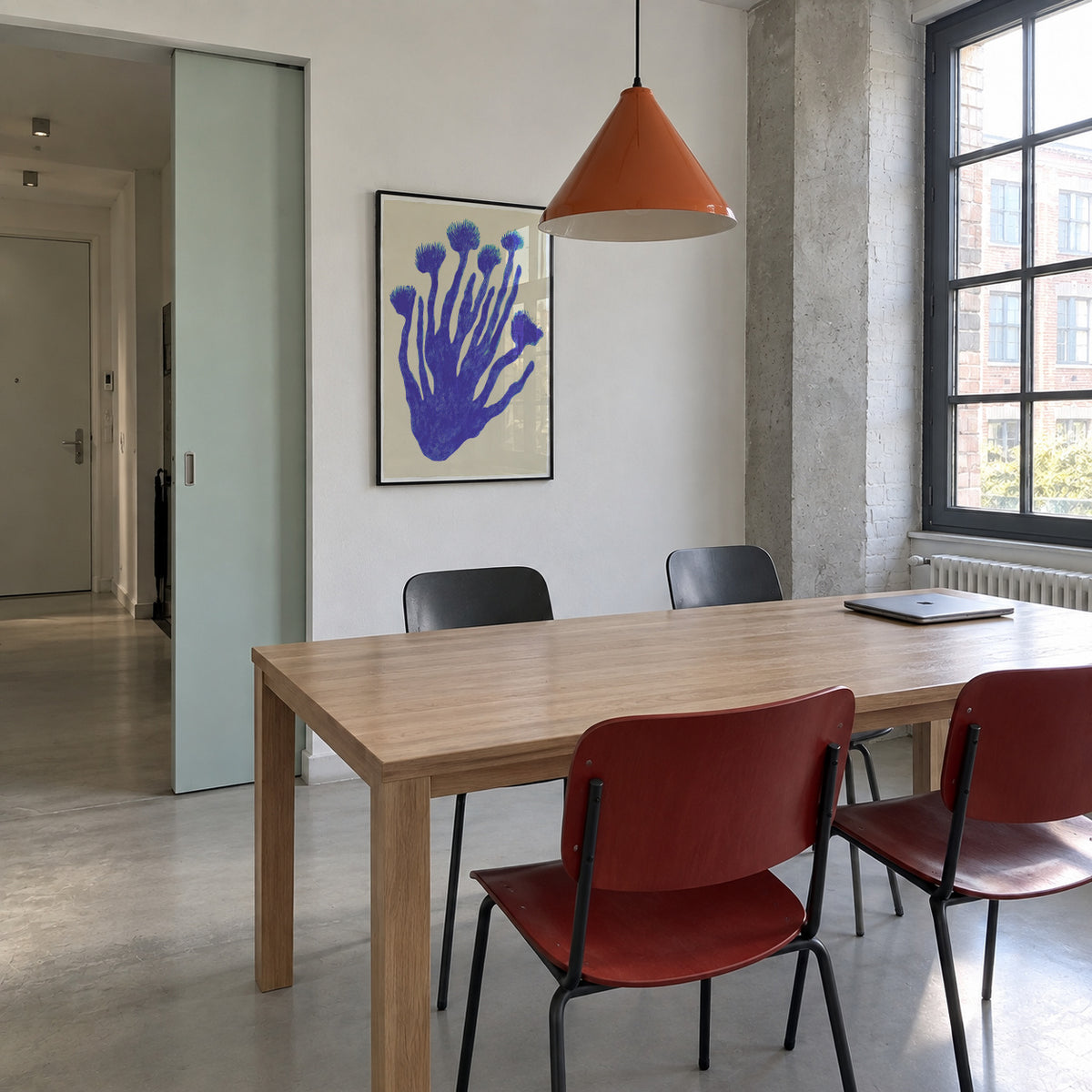 Indigo Coral - Framed poster in an interior