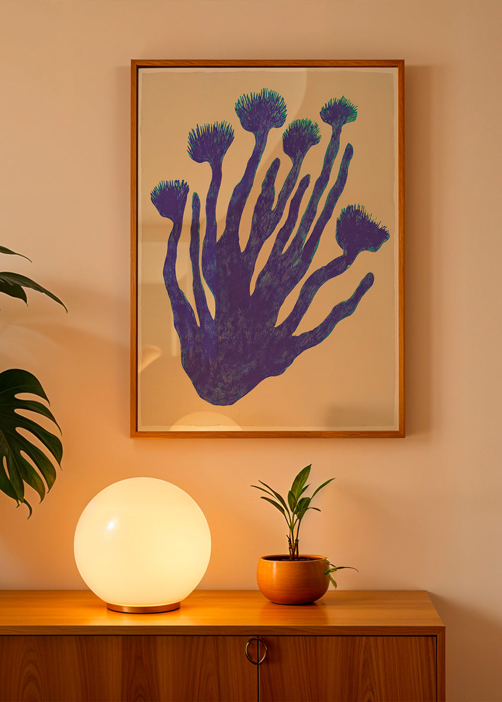 Estampa botânica Indigo Coral