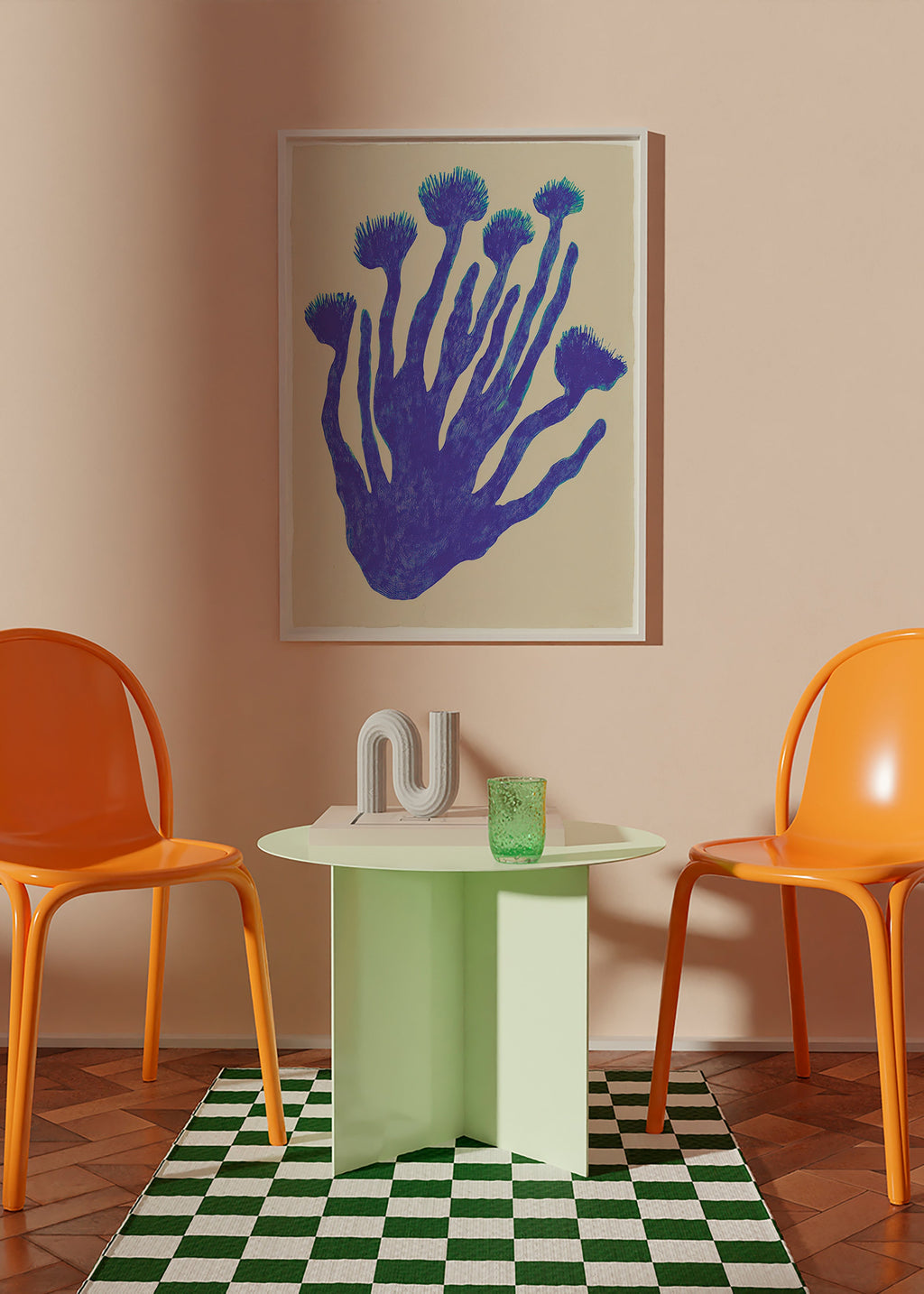 Estampa botânica Indigo Coral