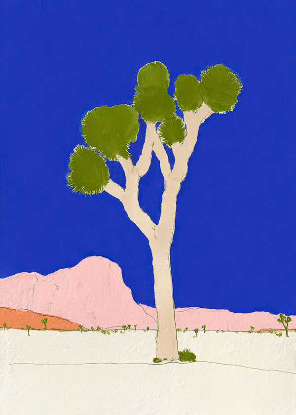 Arte paisagística: árvore do deserto contra céu azul vivo