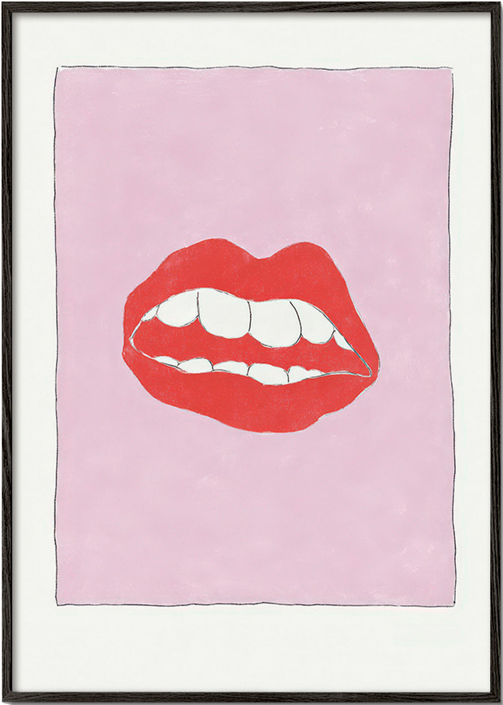 Ilustração lábios vermelhos com fundo rosa