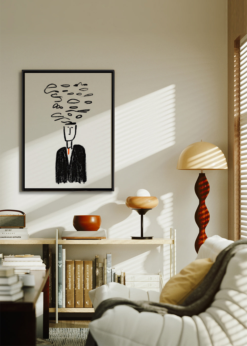 Ilustração minimalista de uma figura com fumo