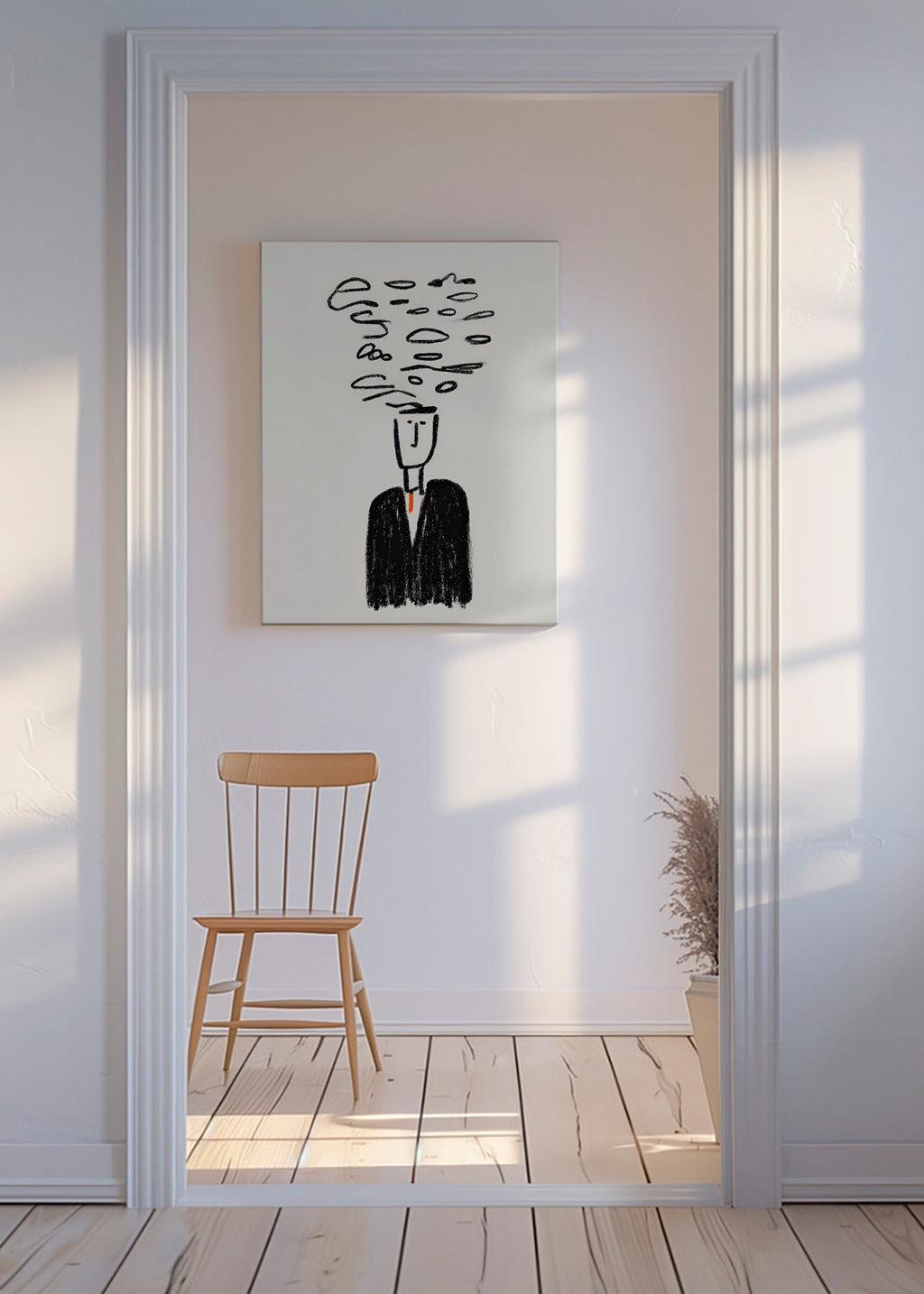 Ilustração minimalista de uma figura com fumo