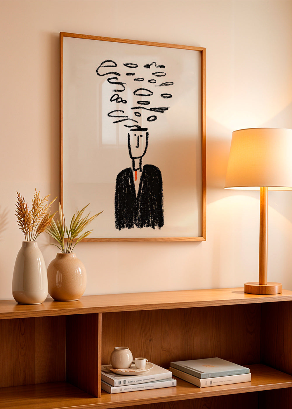 Ilustração minimalista de uma figura com fumo