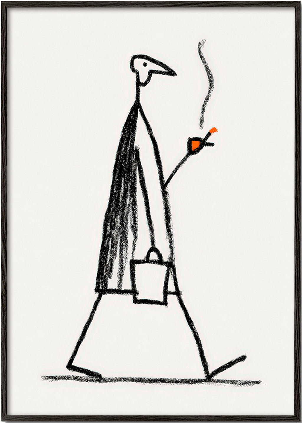 Ilustração minimal de figura fumando