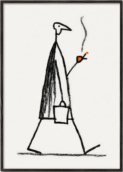 Ilustração minimal de figura fumando