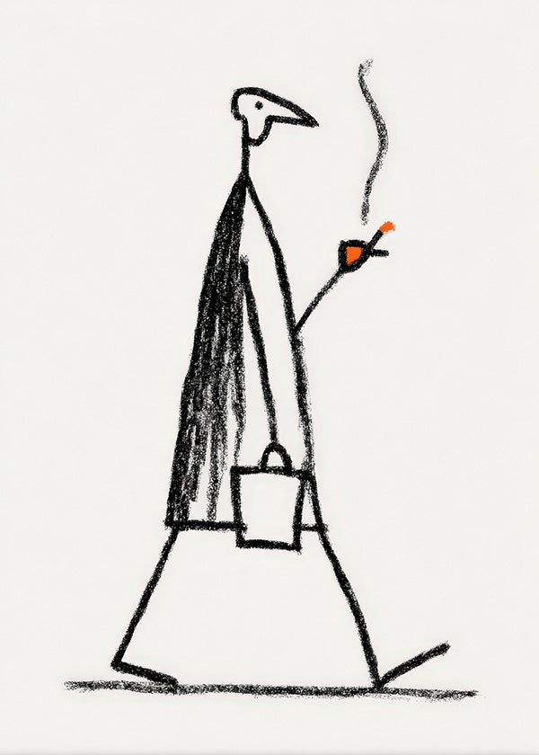 Ilustração minimal de figura fumando