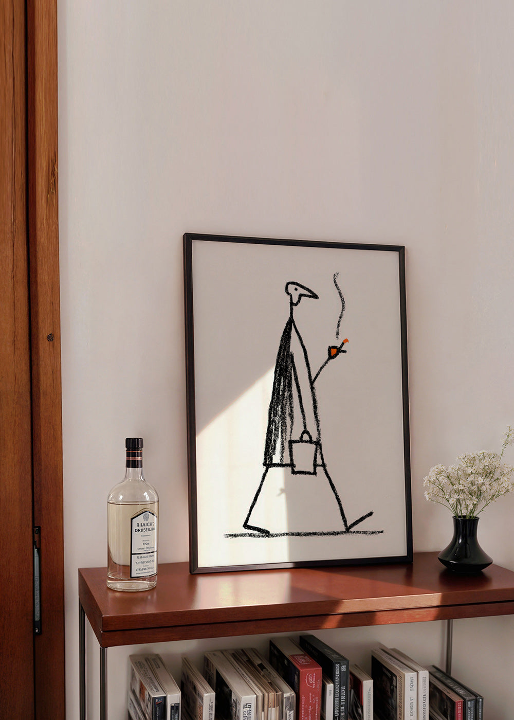 Ilustração minimal de figura fumando