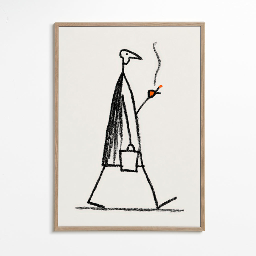 Ilustração minimal de figura fumando