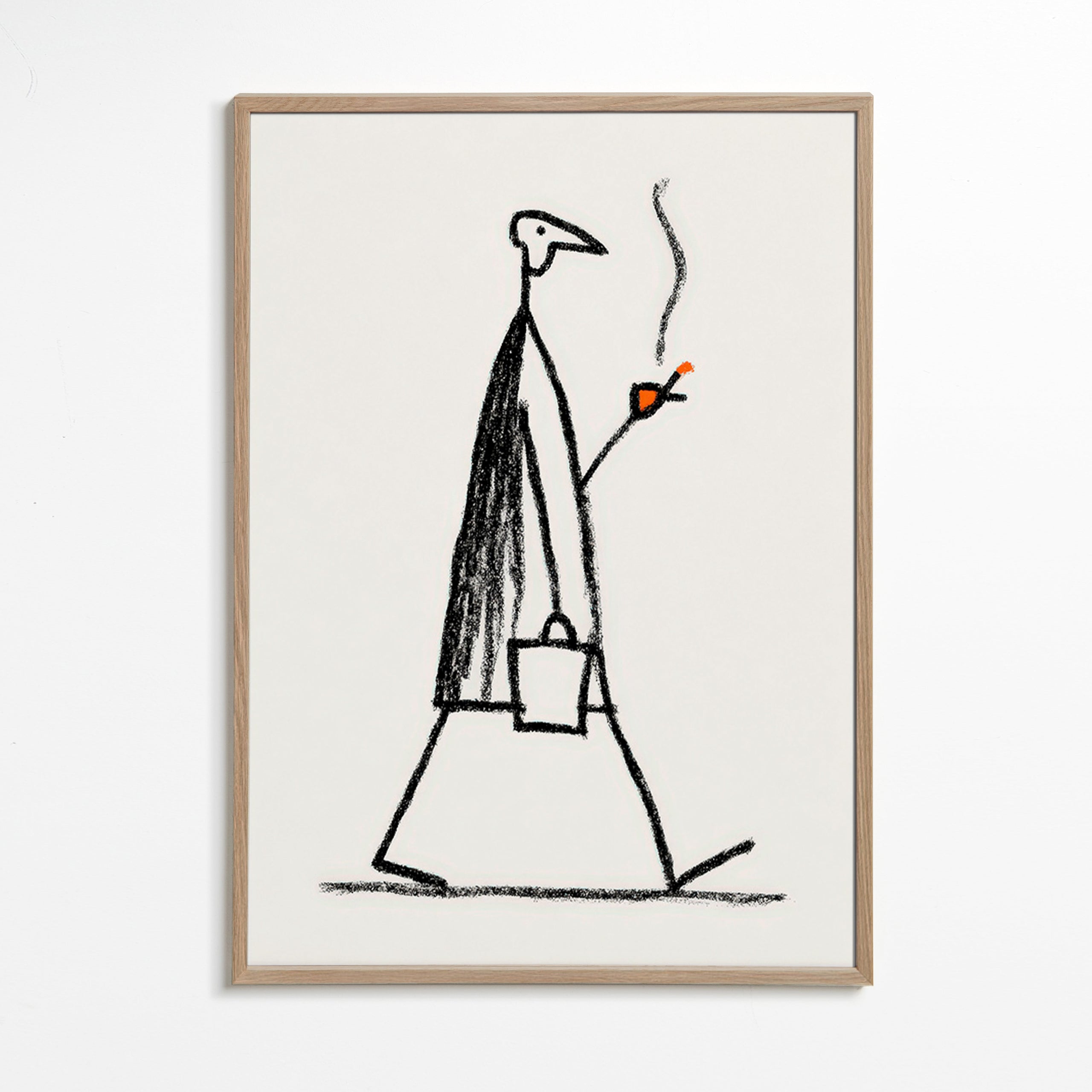 Ilustração minimal de figura fumando