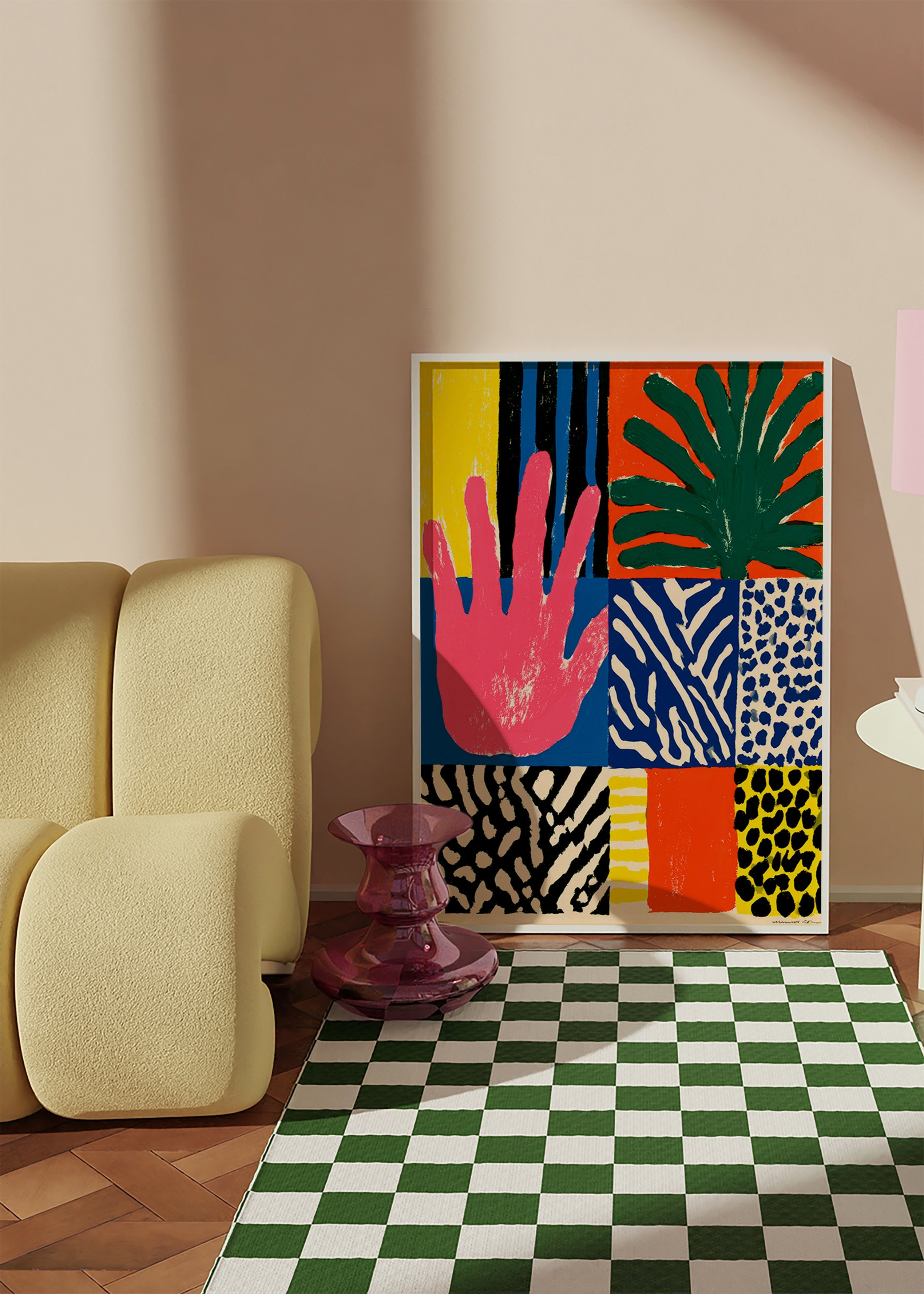 Estampa botânica mão gráfica e texturas
