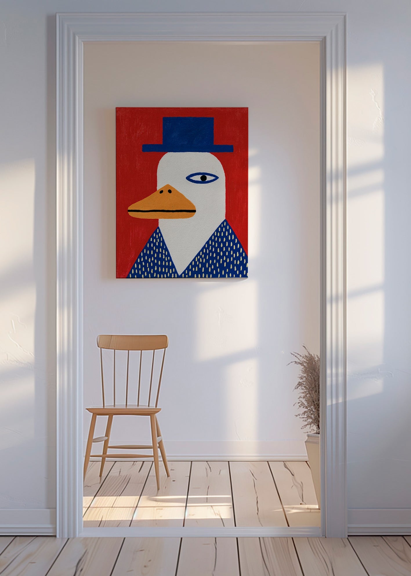 Pato com chapéu azul