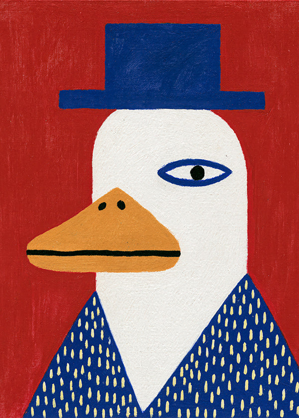 Pato com chapéu azul