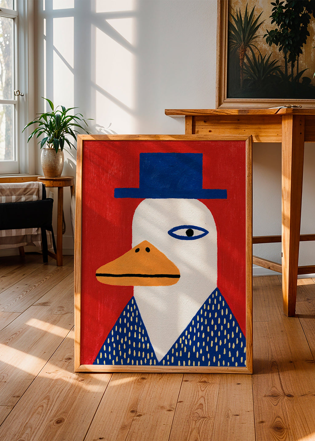 Pato com chapéu azul