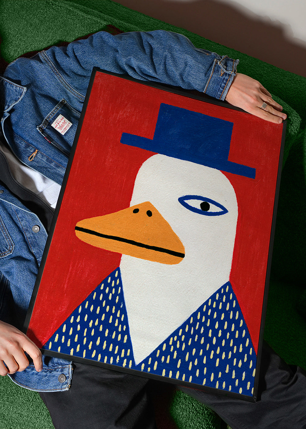 Pato com chapéu azul