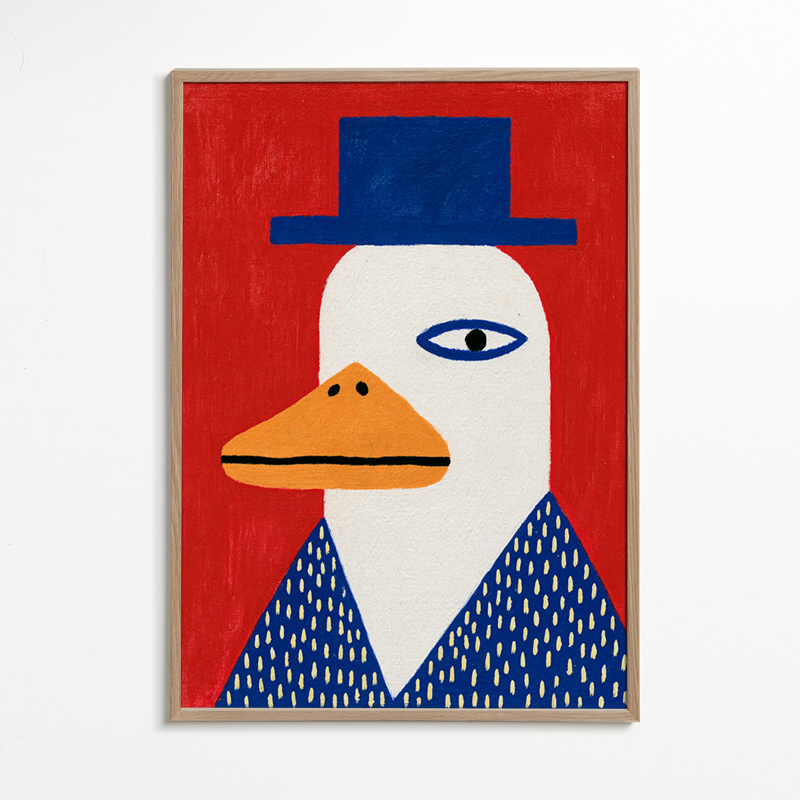 Pato com chapéu azul