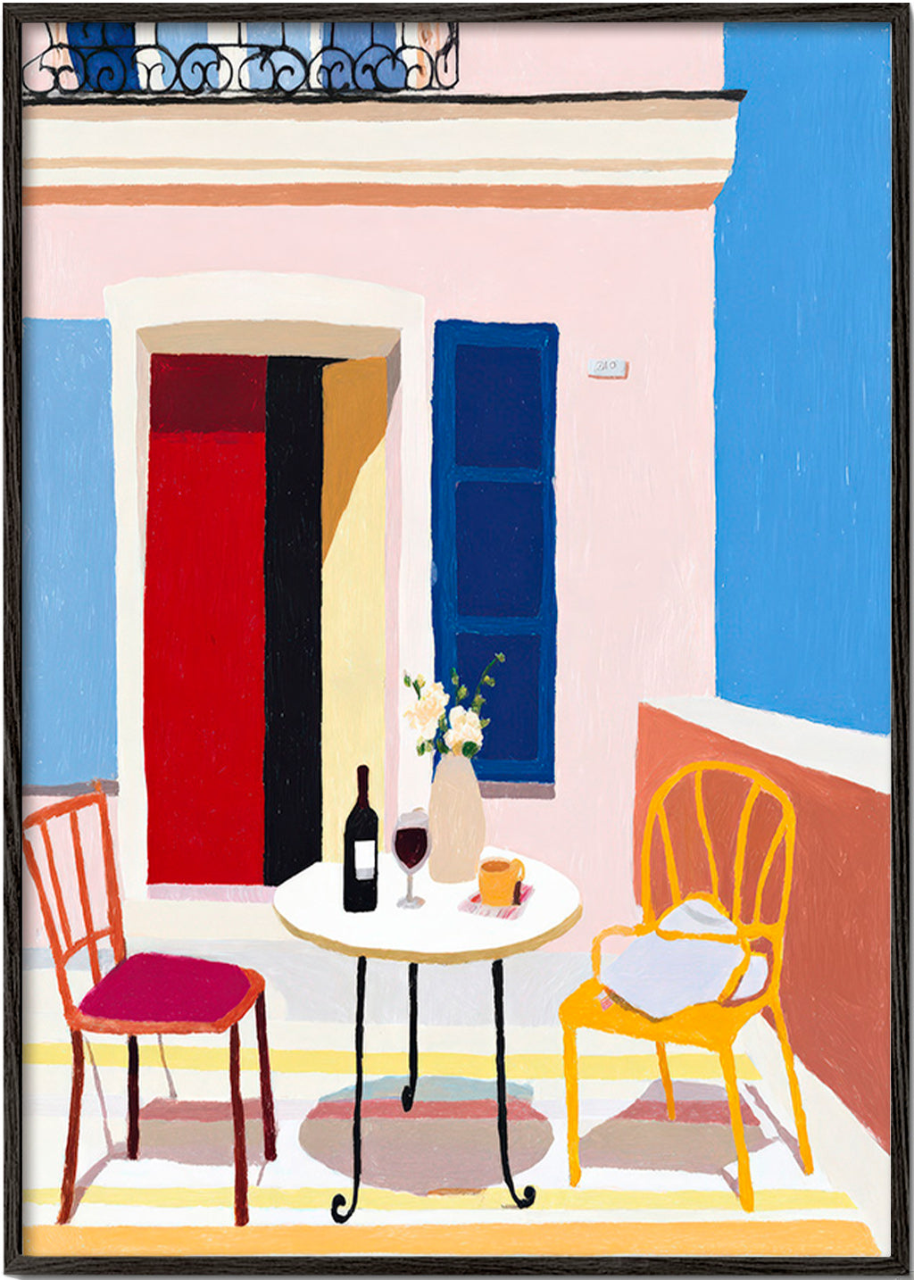 Arte para cozinha: varanda italiana com vinho