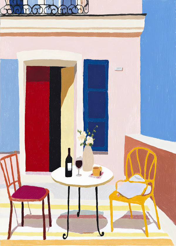 Arte para cozinha: varanda italiana com vinho