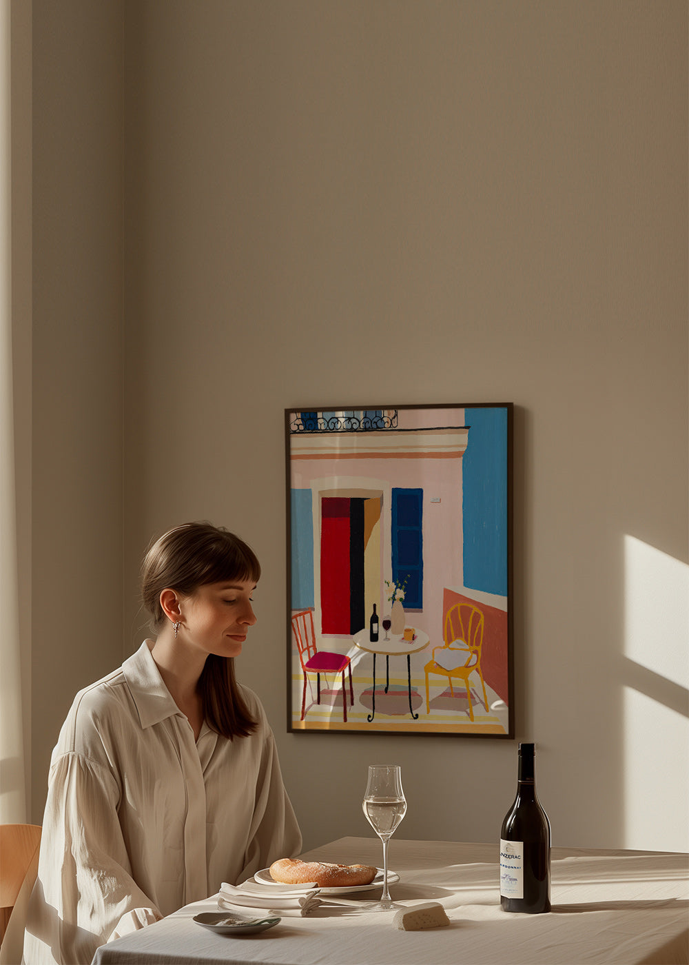 Arte para cozinha: varanda italiana com vinho