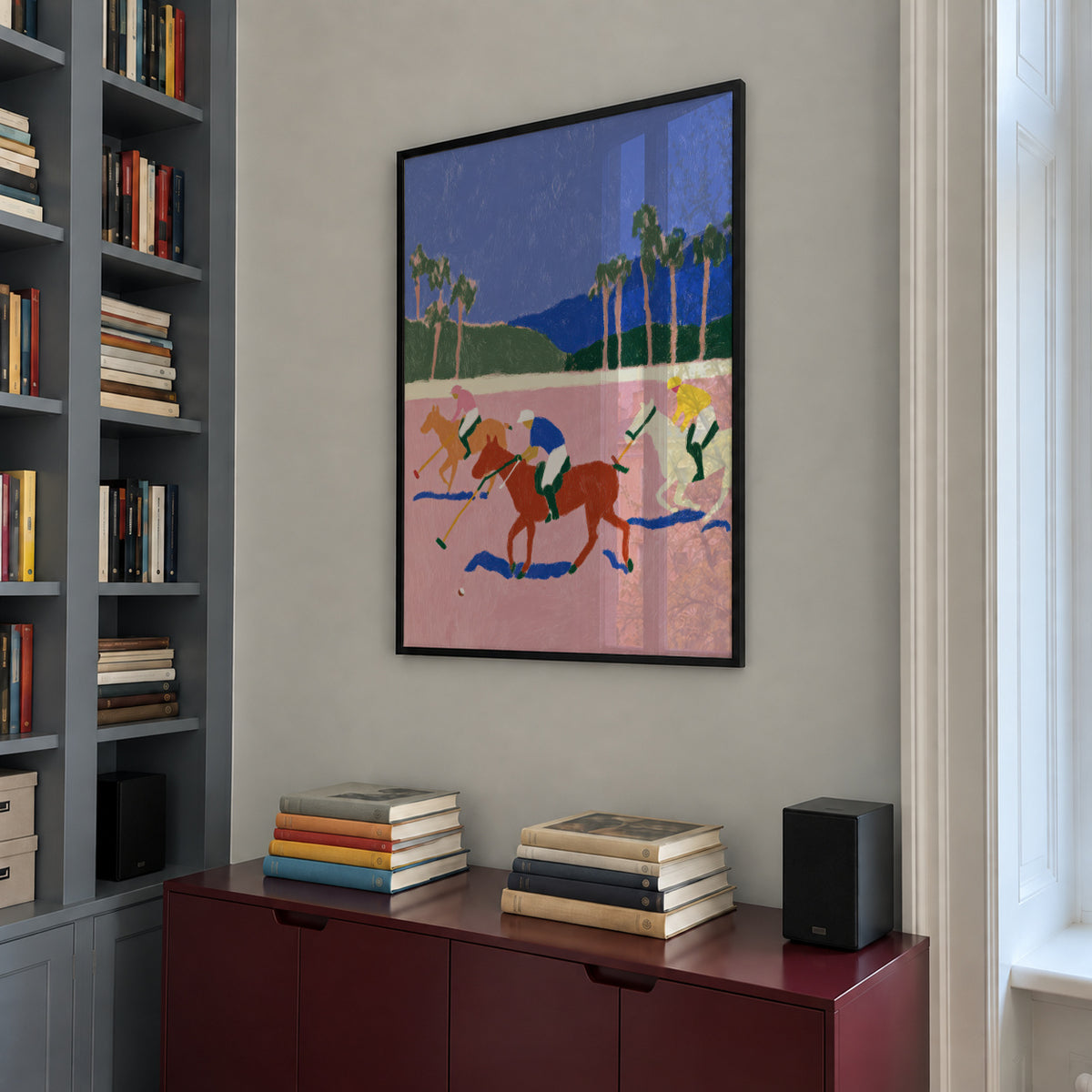 Pink Derby - Framed poster in an interior