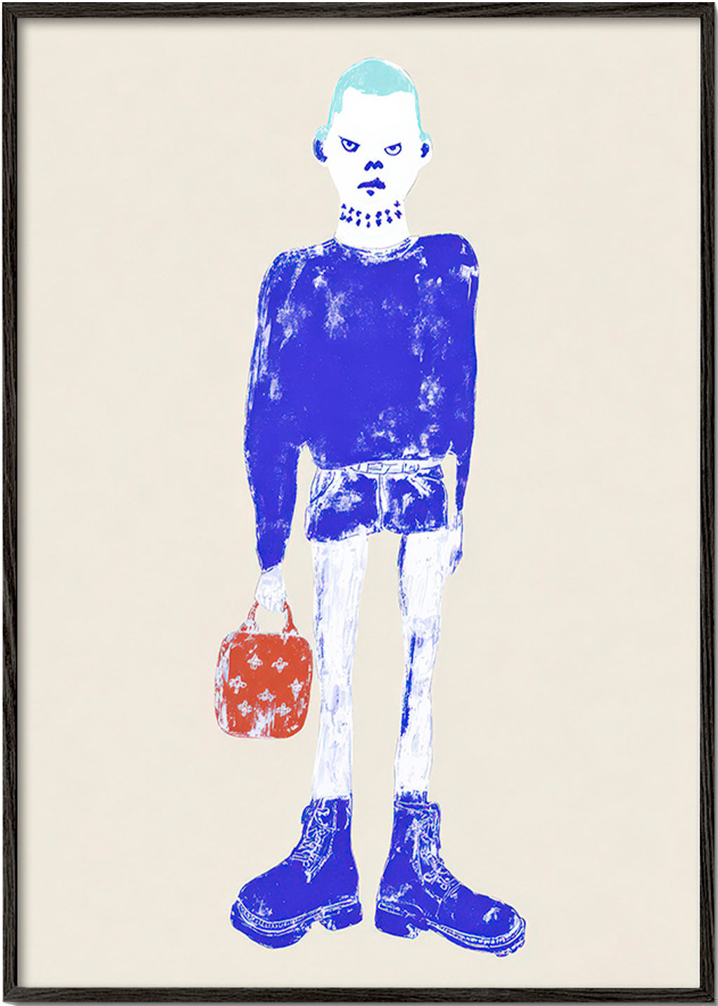 Ilustração de figura azul com mala